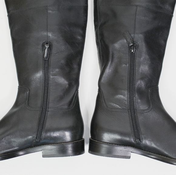 Cole Haan Black Knee High Leather Riding Boot - Picture 8 of 11
